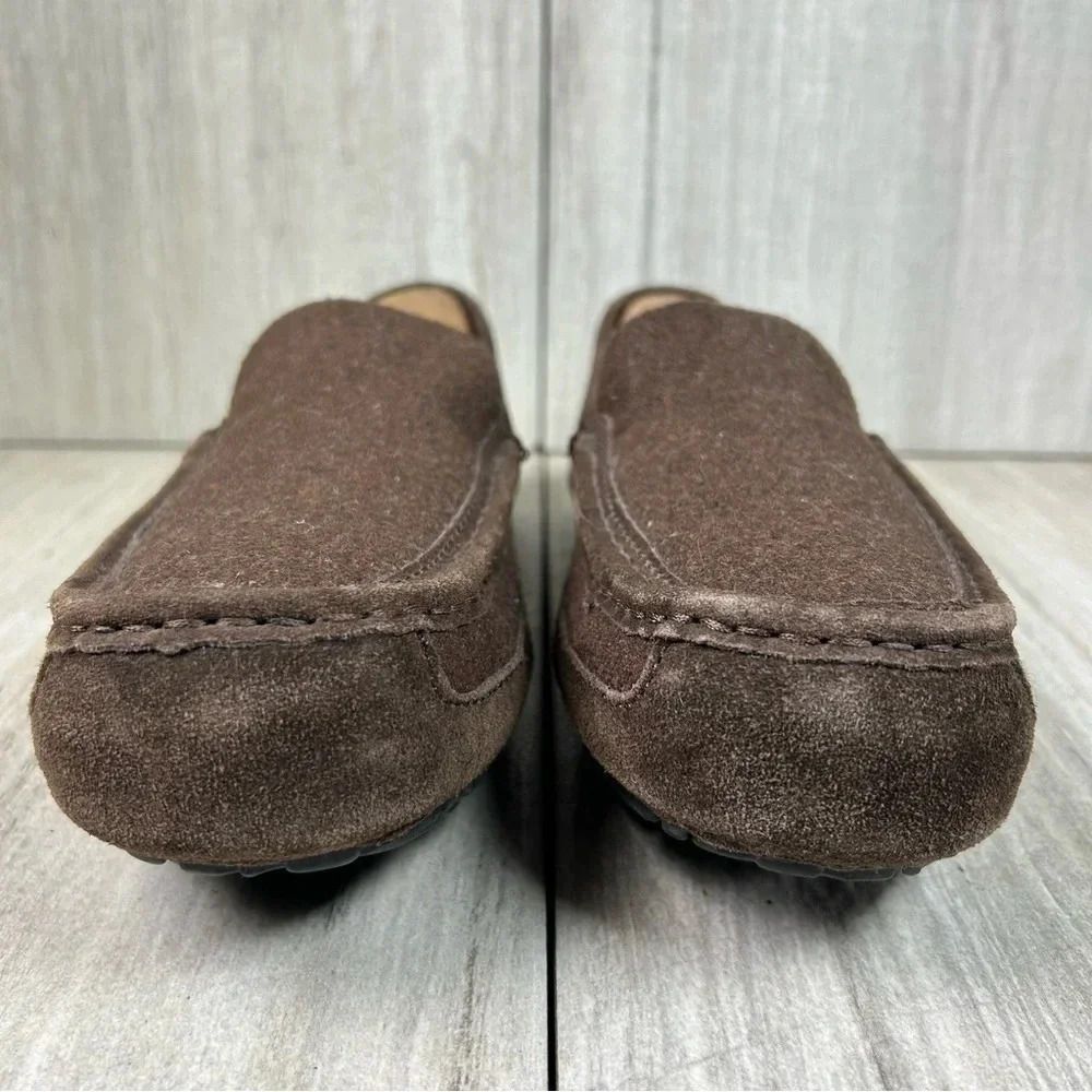 UGG Alder Espresso Brown Suede Leather Slip On Loafer Slipper Shoes Mens Size 9 - Picture 5 of 10